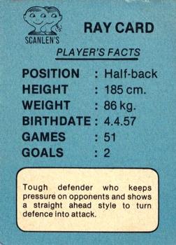 1981 Scanlens VFL #13 Ray Card Back